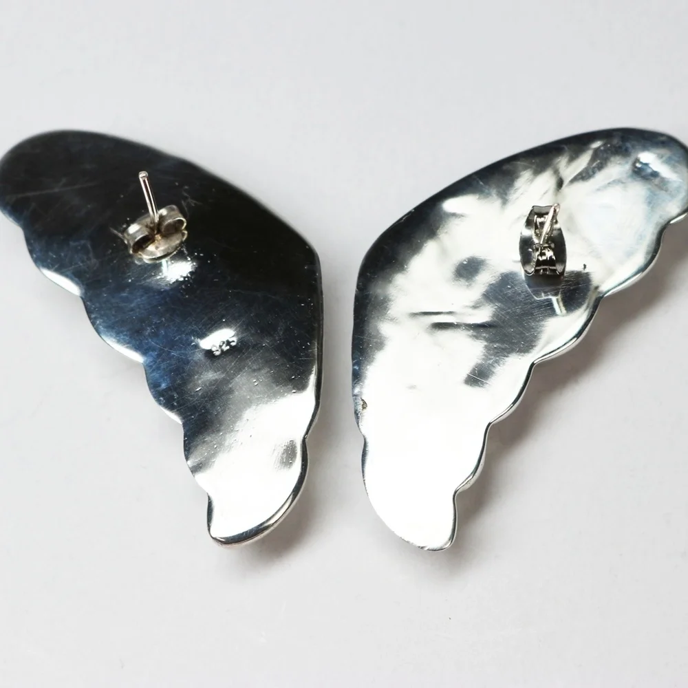STERLING SILVER BUTTERFLY WING EARRINGS